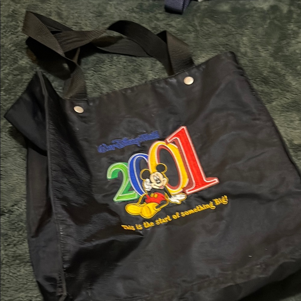 Disney Black Tote Bag with Colorful Mickey Design